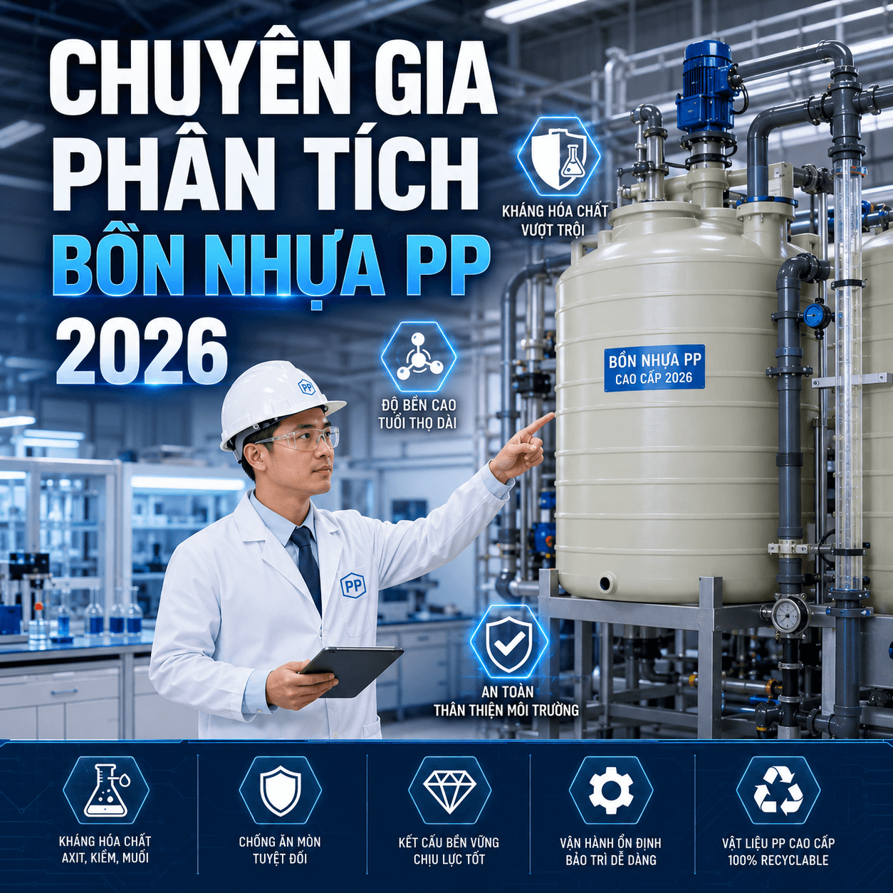  Bồn Nhựa PP Là Gì? Chuyên Gia Phân Tích Vật Liệu, Ứng Dụng Và Tiêu Chuẩn Kỹ Thuật 2026